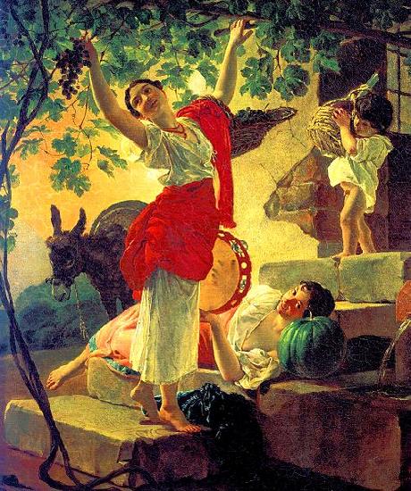 Karl Briullov Girl, gathering grapes in the vicinity of Naples China oil painting art